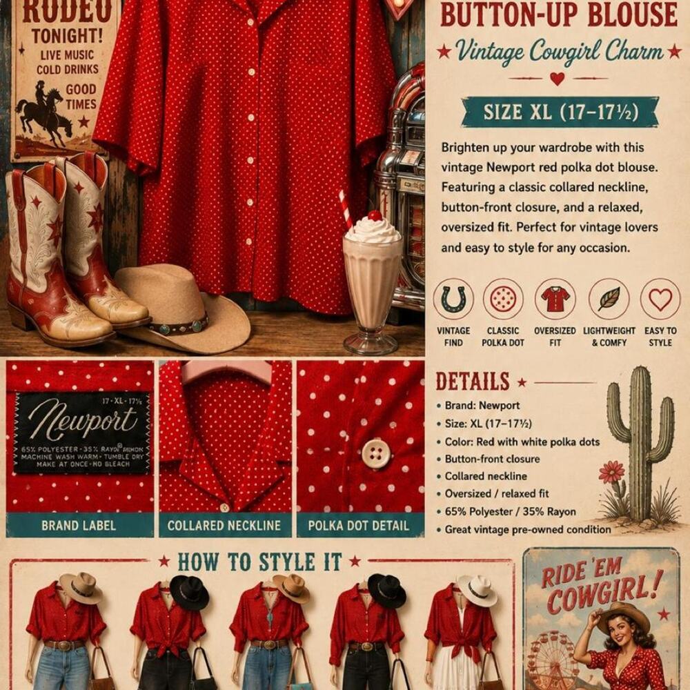 Vintage newport red polka dot